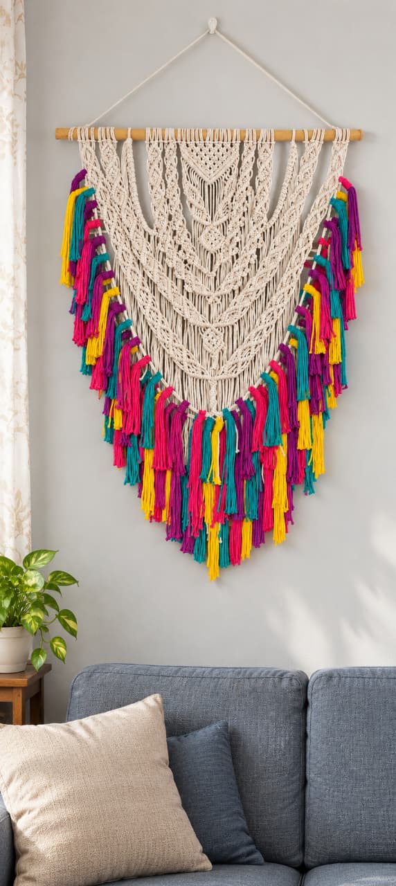 Handcrafted Boho Macramé Wall Hanging – Multicolour