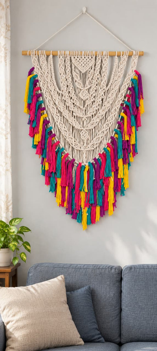 Handcrafted Boho Macramé Wall Hanging – Multicolour