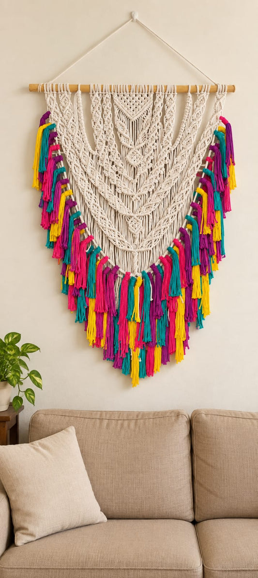 Handcrafted Boho Macramé Wall Hanging – Multicolour
