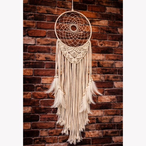 Beautiful White Macramé Dream Catcher Boho Wall Hanging Decor