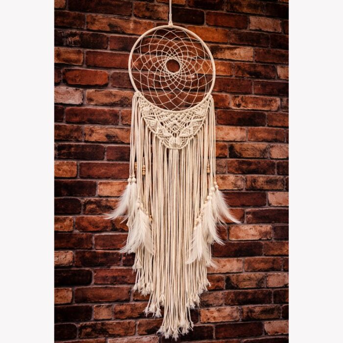 Beautiful White Macramé Dream Catcher Boho Wall Hanging Decor