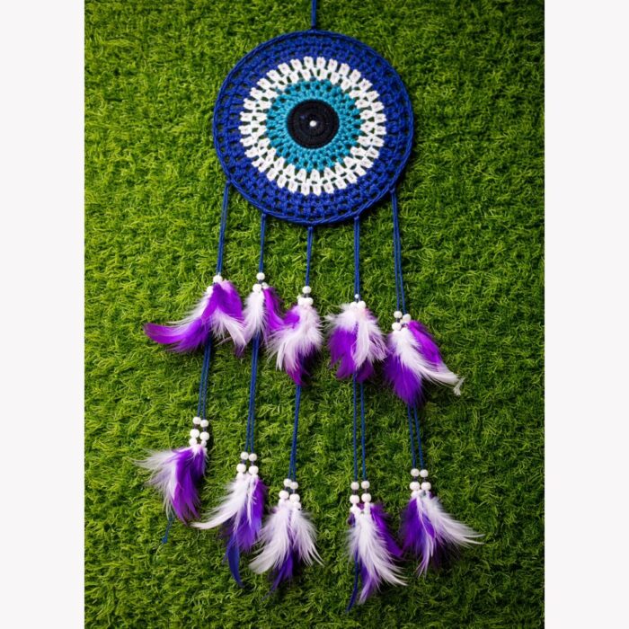Large Blue Feather Dream Catcher Boho Wall Hanging Decor