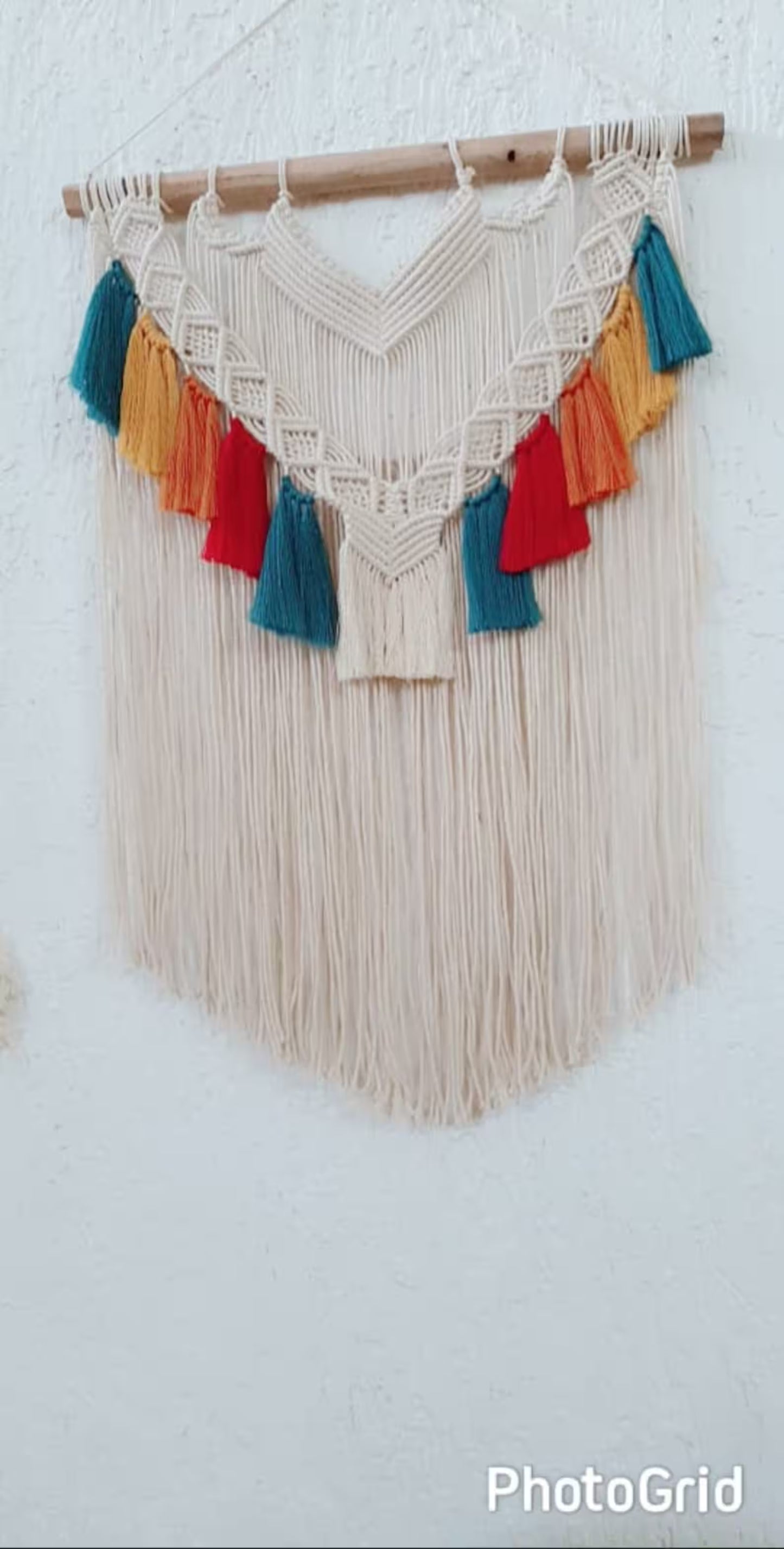 Handcrafted Boho Macramé Wall Hanging with Colorful Tassels