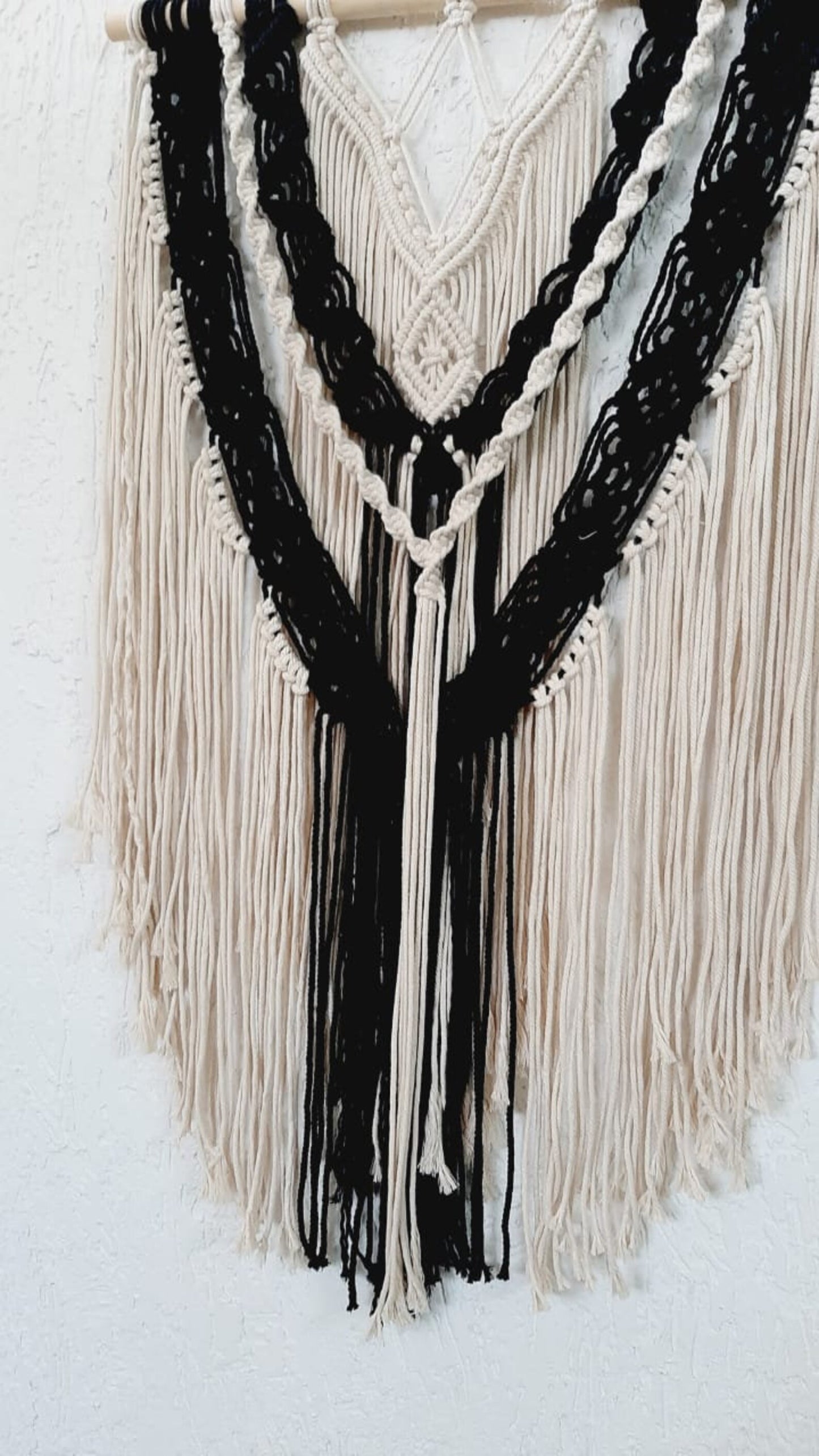 Handcrafted Black & White Macramé Wall Hanging