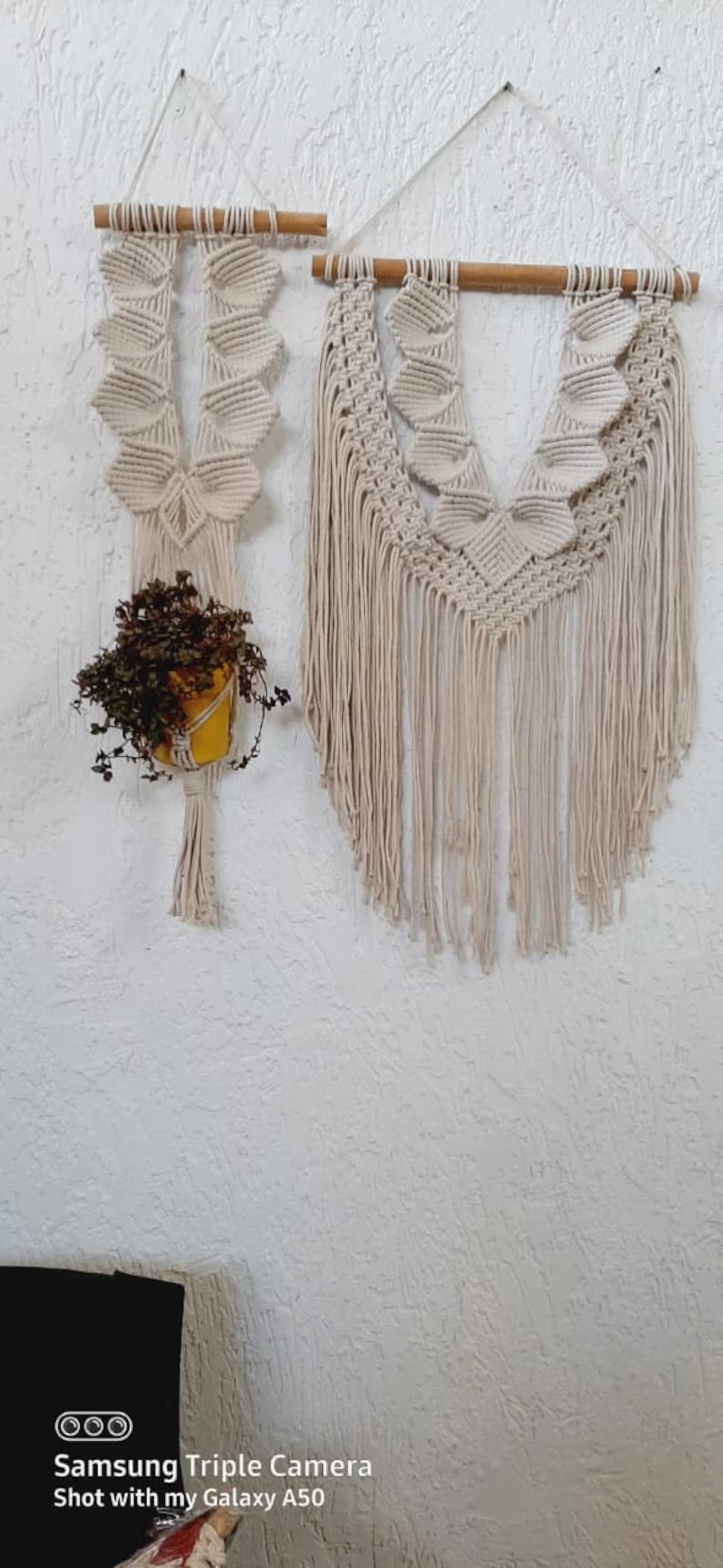 Handcrafted Macramé Wall Hanging & Plant Hanger Set | Boho Cotton Rope Wall Décor