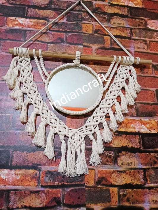 Handcrafted Macramé Mirror Wall Hanging