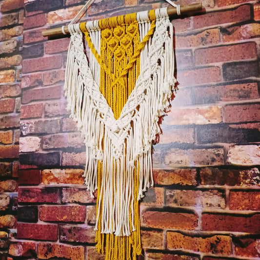 Handcrafted Yellow & White Macramé Wall Hanging
