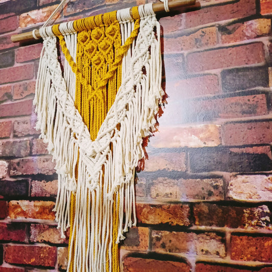 Handcrafted Yellow & White Macramé Wall Hanging