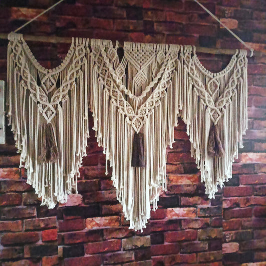 Handcrafted Triple Panel Macramé Wall Hanging