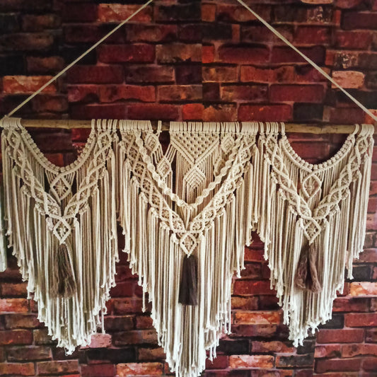 Handcrafted Triple Panel Macramé Wall Hanging