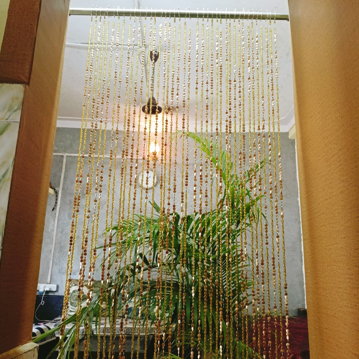 Golden Glass Beaded Curtain – Luxury Door & Window Hanging Decor