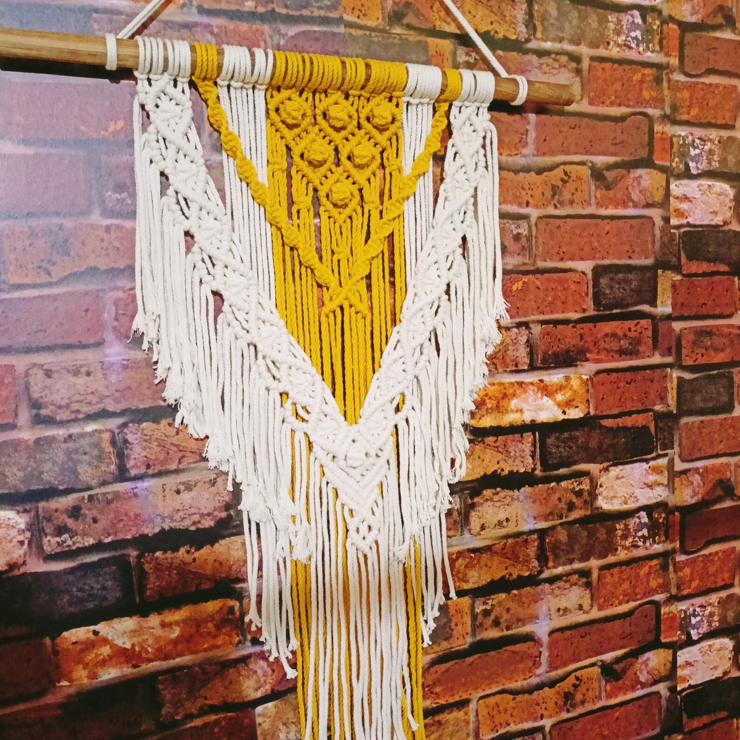 Handcrafted Yellow & White Macramé Wall Hanging