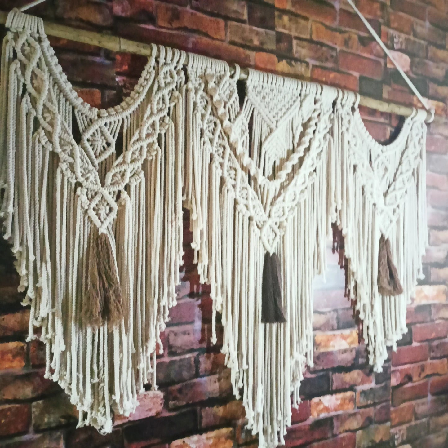 Handcrafted Triple Panel Macramé Wall Hanging
