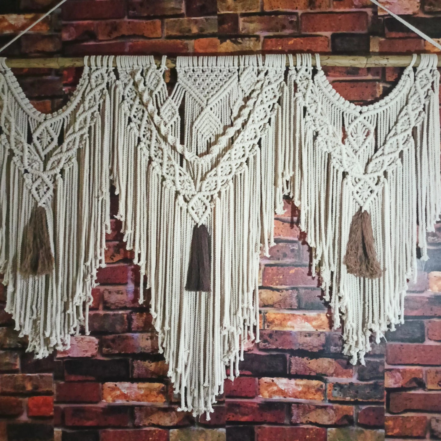 Handcrafted Triple Panel Macramé Wall Hanging