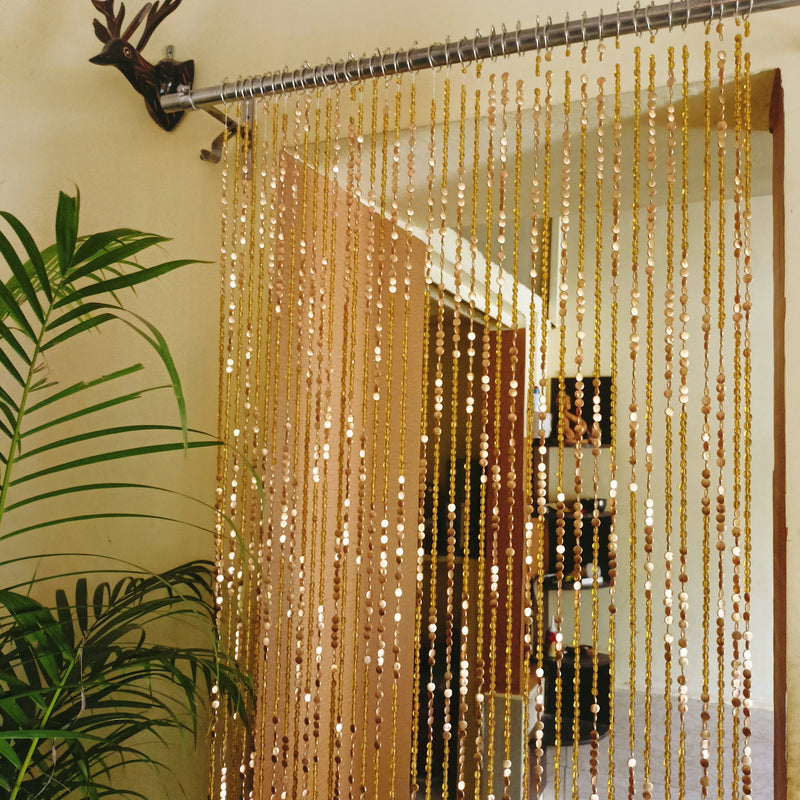 Golden Glass Beaded Curtain – Luxury Door & Window Hanging Decor