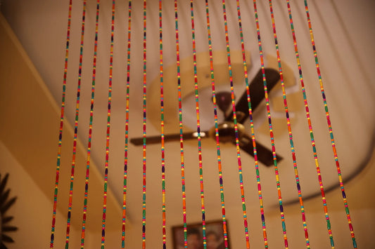 Multicolored Wooden Beaded Curtain – Decorative Door & Window Hanging