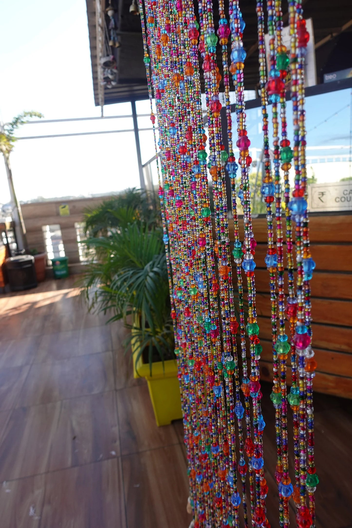 Bohemian Glass Beaded Curtain with Bells – Decorative Door Hanging