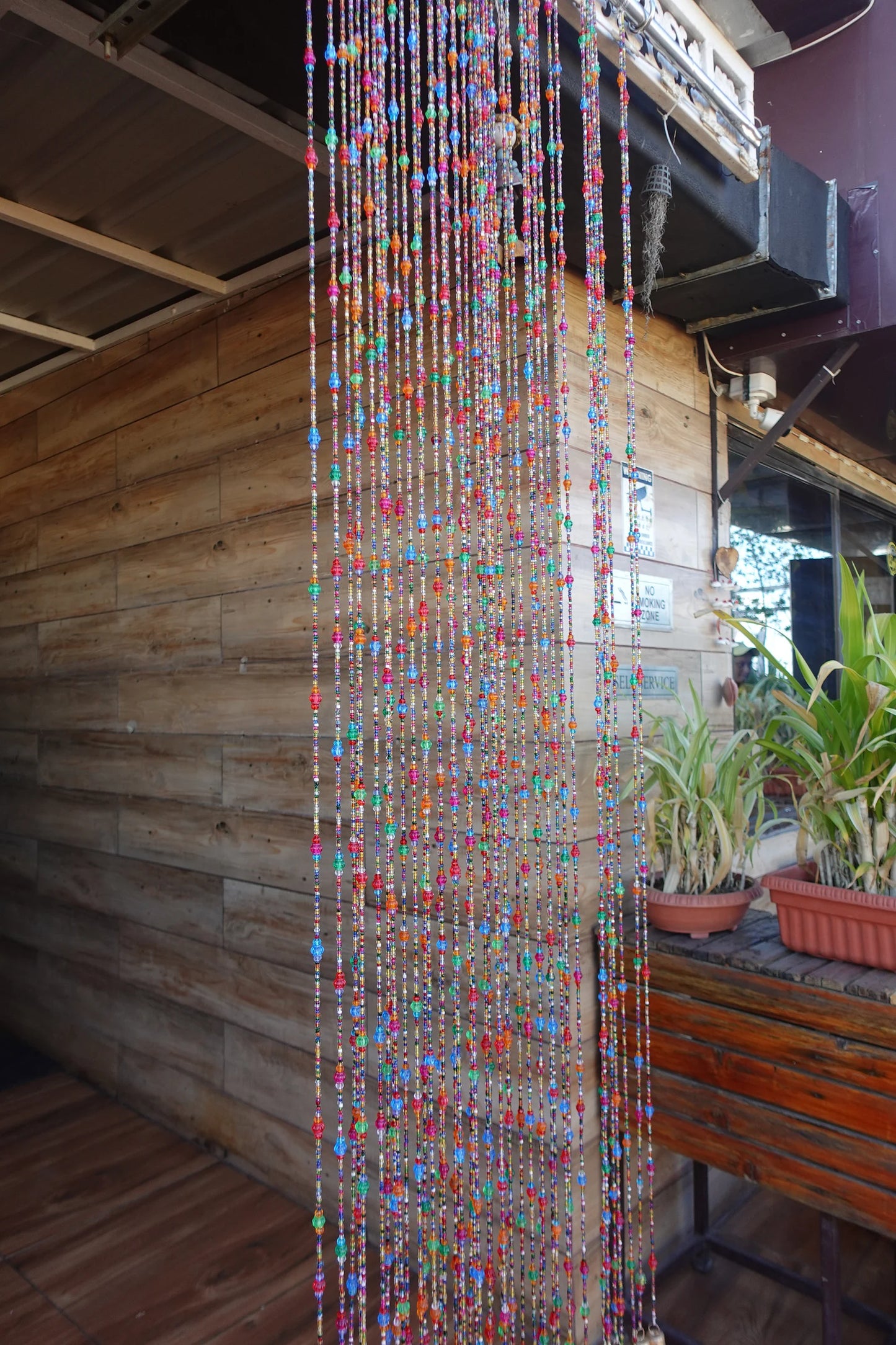 Bohemian Glass Beaded Curtain with Bells – Decorative Door Hanging