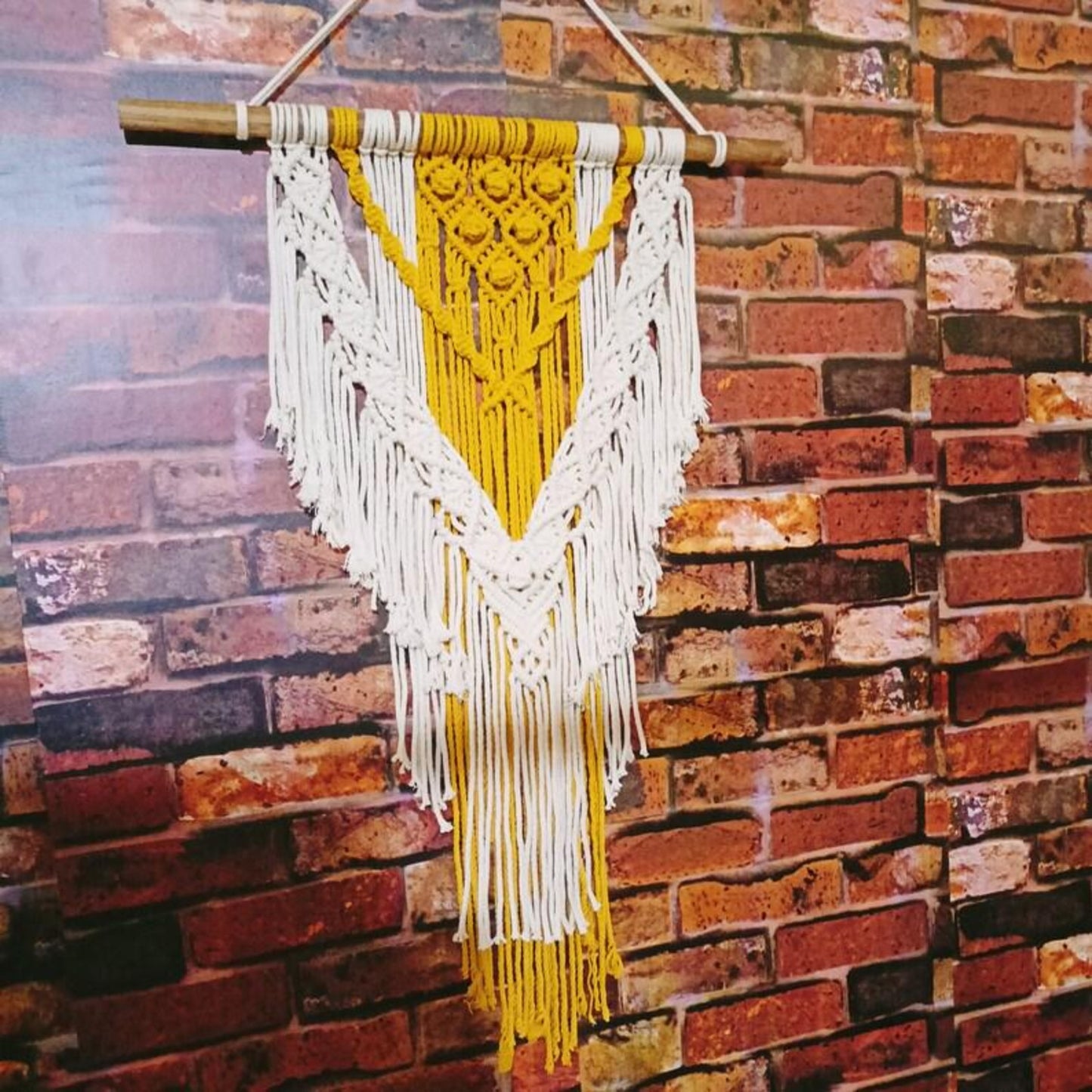 Handcrafted Yellow & White Macramé Wall Hanging