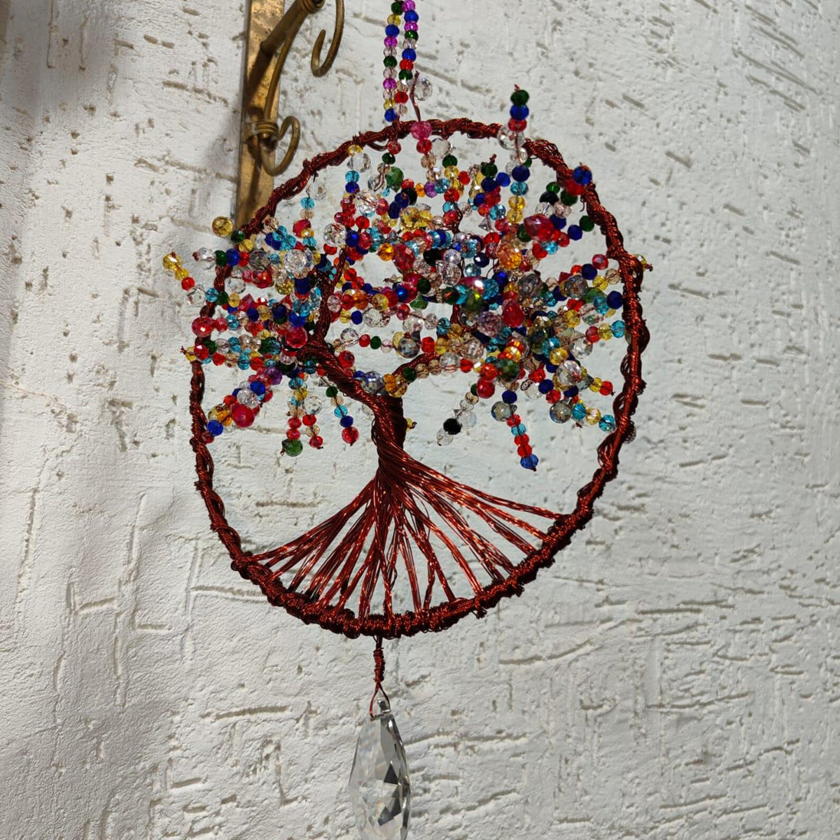 Copper Wire Tree of Life Suncatcher – Crystal Window Hanging Decor