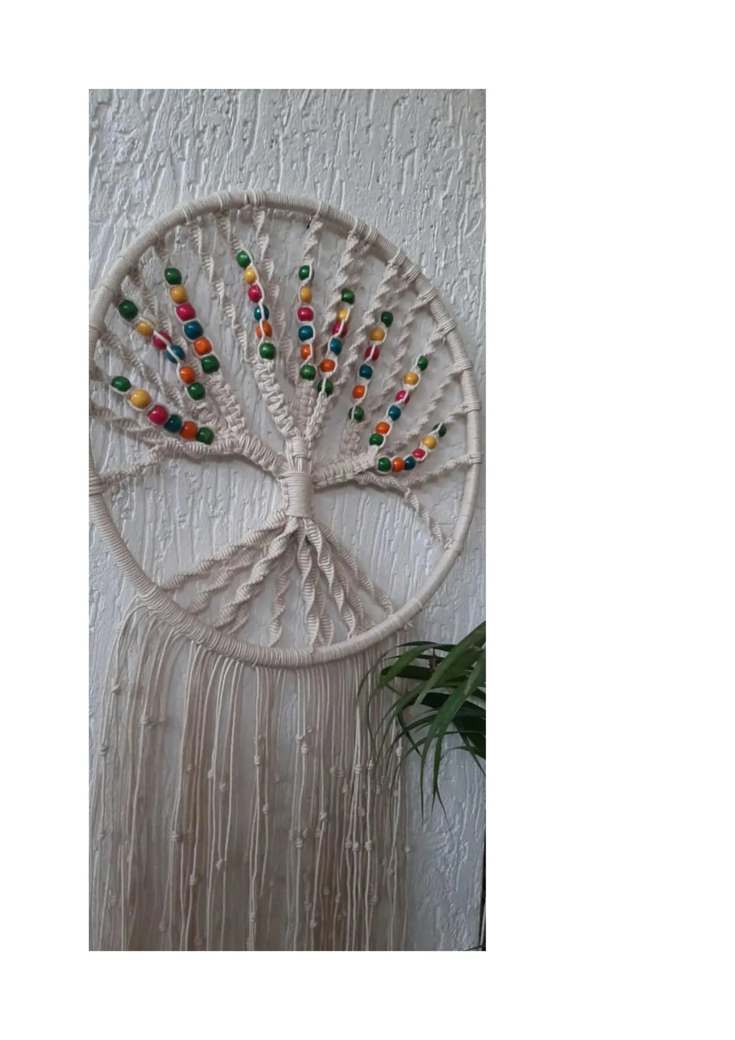 Handcrafted Macramé Tree of Life Wall Hanging with Colorful Wooden Beads
