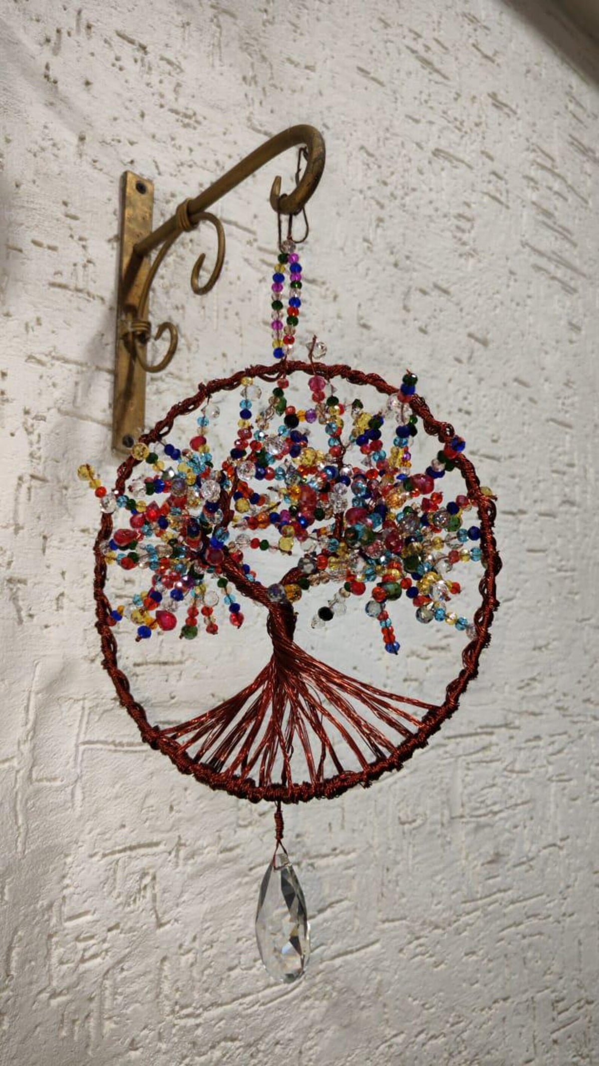 Copper Wire Tree of Life Suncatcher – Crystal Window Hanging Decor