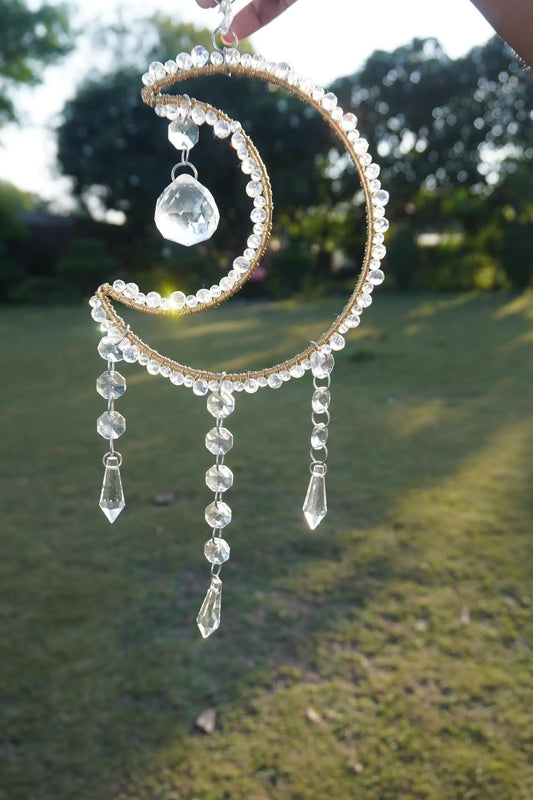 Moon Prism Crystal Suncatcher – Rainbow Window Hanging Decor