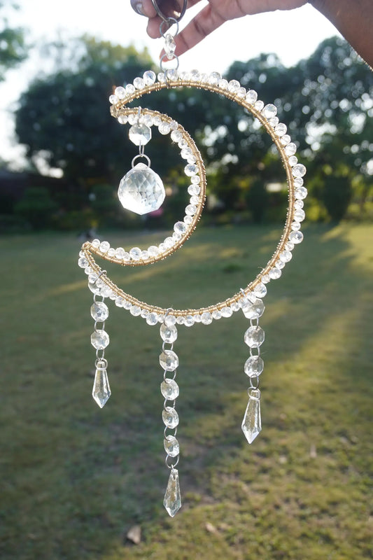 Moon Prism Crystal Suncatcher – Rainbow Window Hanging Decor