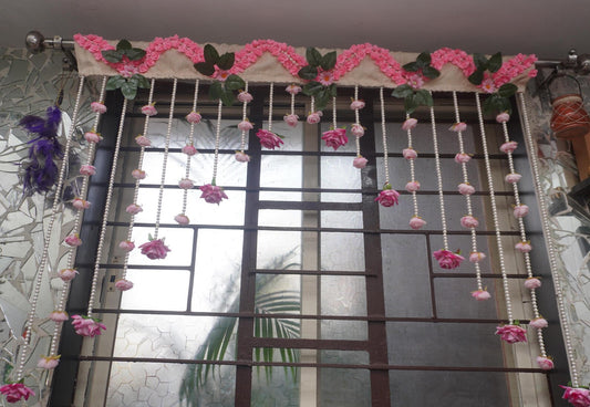 Rose Flower Beaded Curtain – Pearl Garland Door Hanging Decor