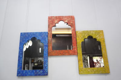 Handmade Indian Jharokha Wall Mirror Set Ethnic Home Decor