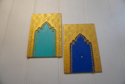 Handmade Indian Wooden Jharokha Wall Hanging Set Ethnic Home Decor