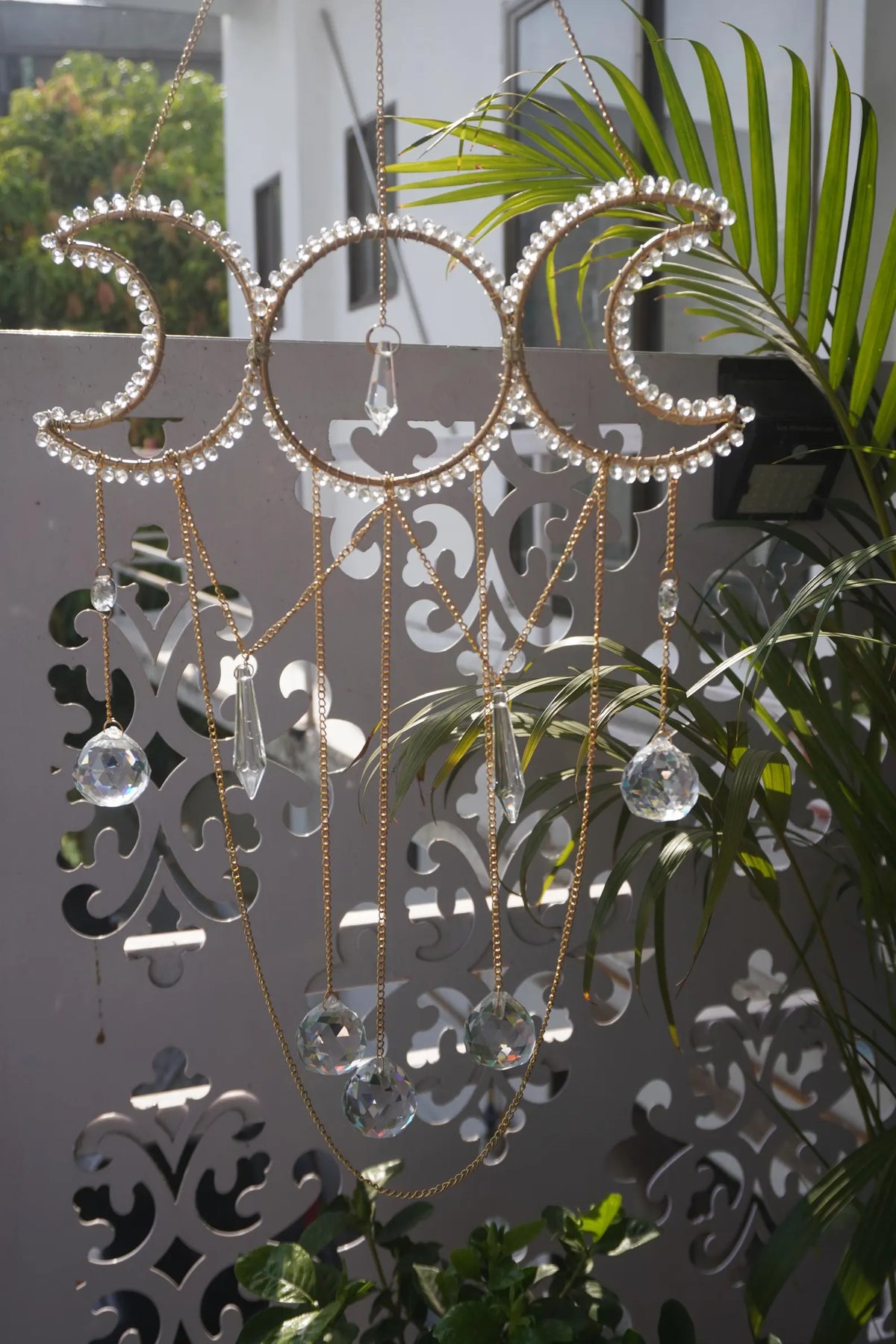 Sun & Moon Crystal Suncatcher – Rainbow Window Hanging Decor
