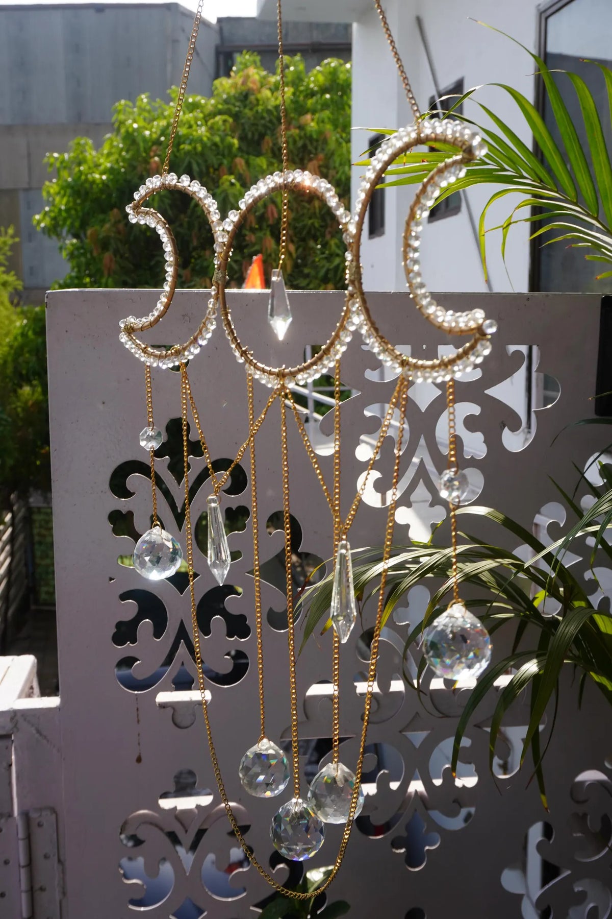 Sun & Moon Crystal Suncatcher – Rainbow Window Hanging Decor