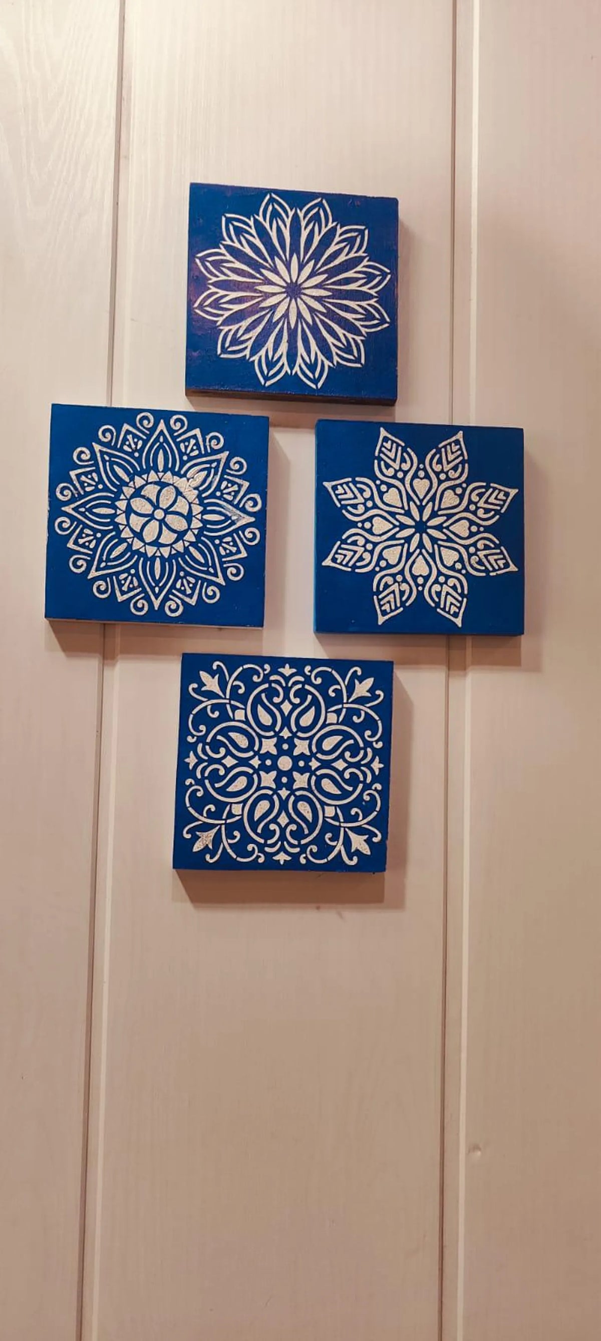 Blue Mandala Wall Art Set of 4 | Handcrafted Decorative Wall Panels