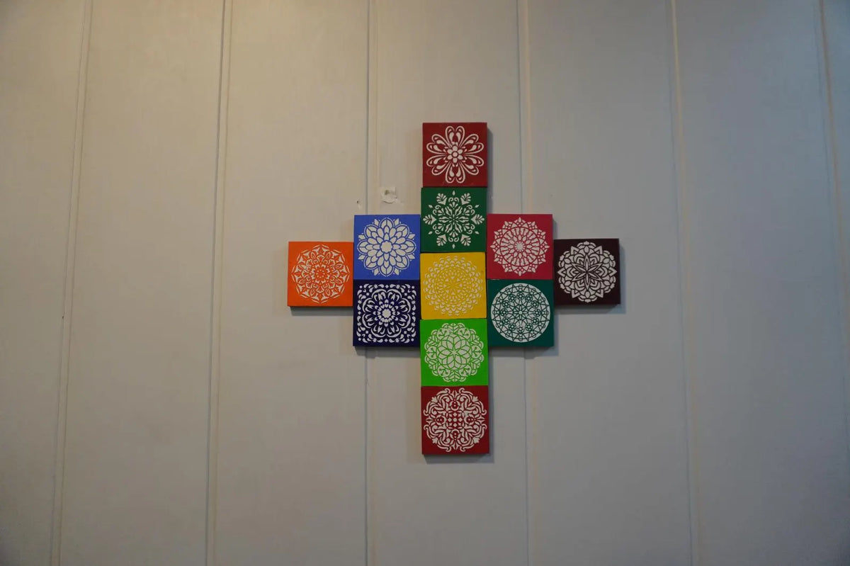 Multicolour Mandala Wall Art Set of 11 | Decorative Indian Wall Panels