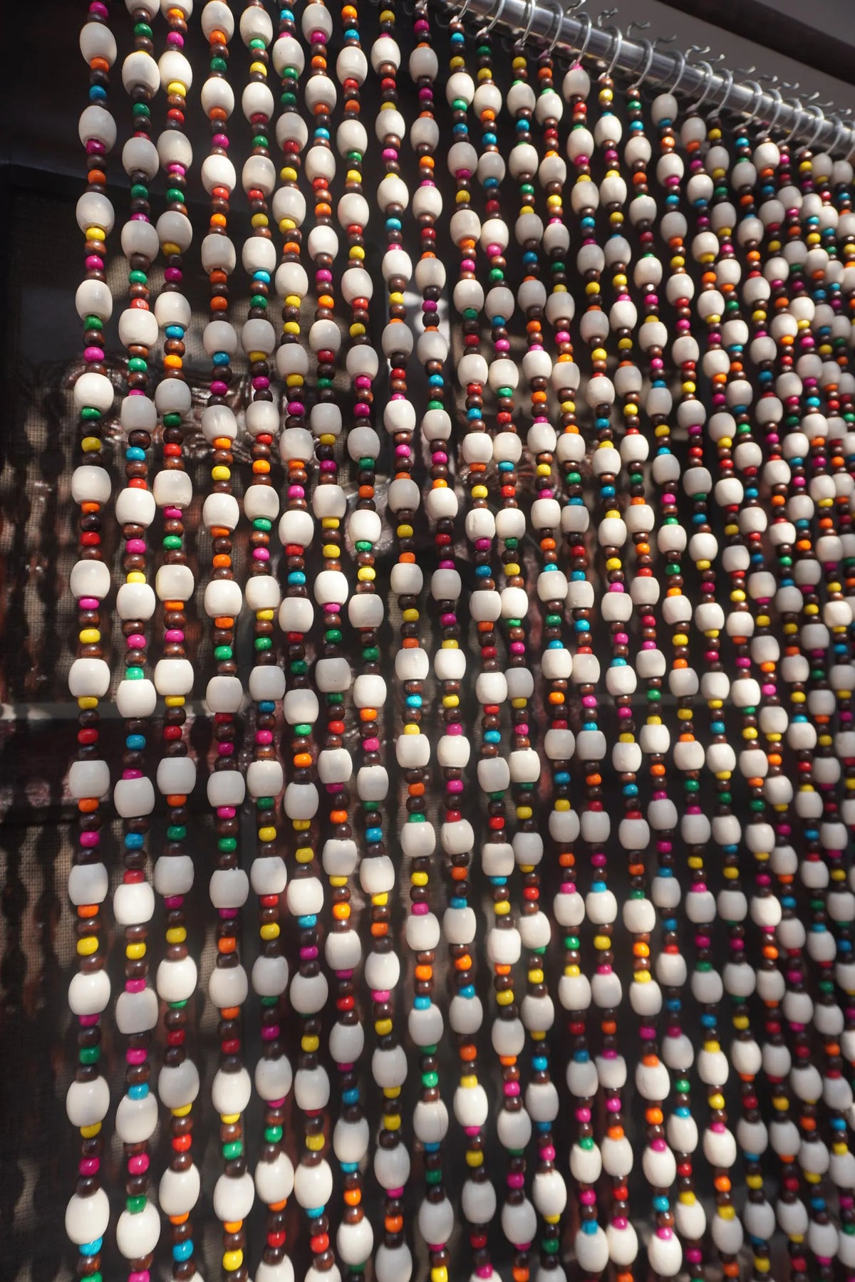 Handcrafted Multicolour Wooden Beaded Curtain – Boho Room Divider & Doorway Decor