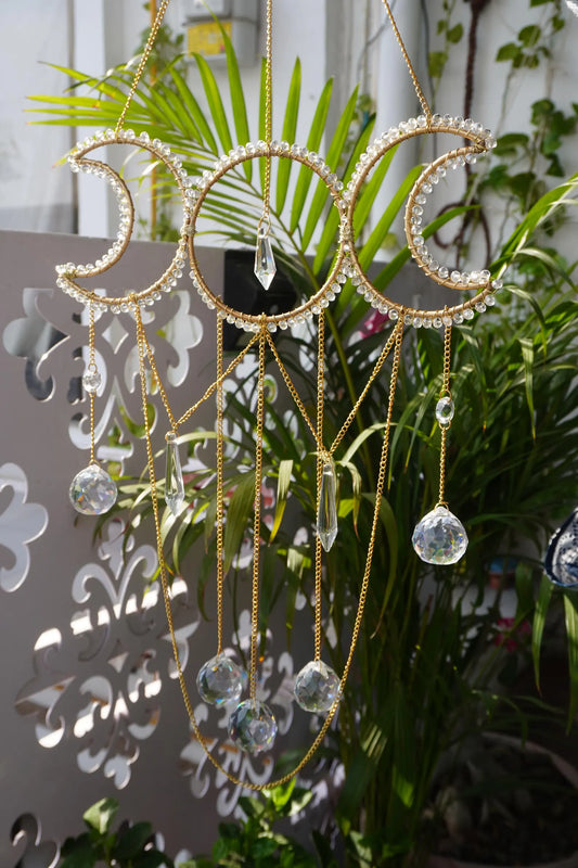 Sun & Moon Crystal Suncatcher – Rainbow Window Hanging Decor